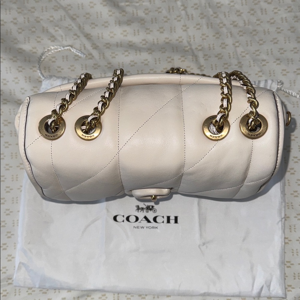 Coach Maddison Pillow Convertible Shoulder Bag NWT Largest size in Chalk - Picture 8 of 17